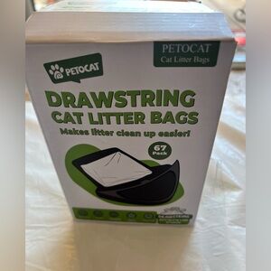 Green and Black Drawstring Cat Litter Bags